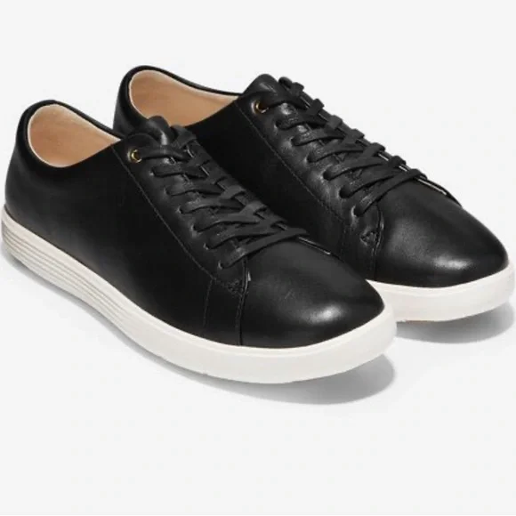 NWOB Cole Haan Women’s Grand Crosscourt Li Black Leather Sneakers Size 9 - Picture 1 of 9